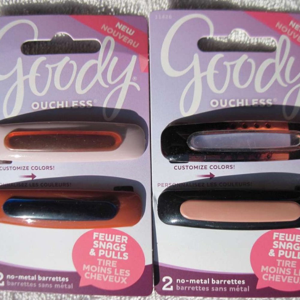 2 Goody Ouchless Plastic No Metal Hair Barrettes